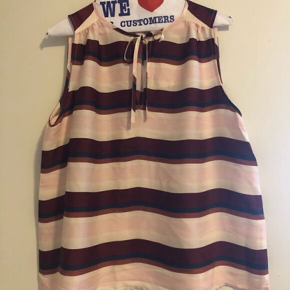 Banana Republic Striped Notch-Neck Tank - Small - Picture 1 of 7